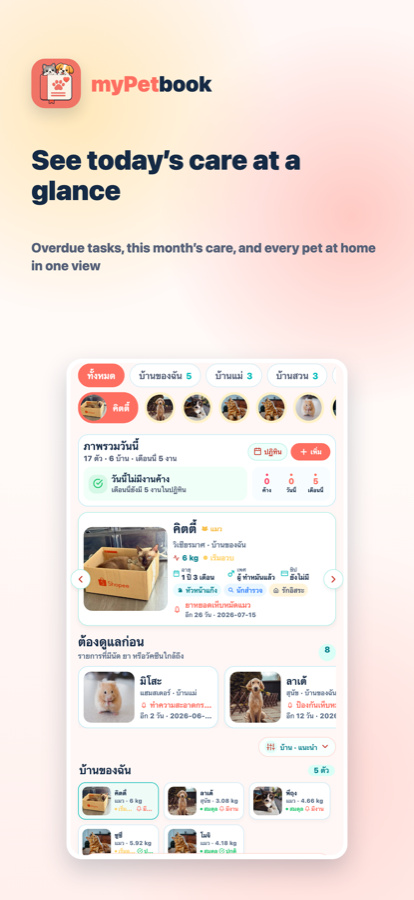 myPetbook home overview screenshot